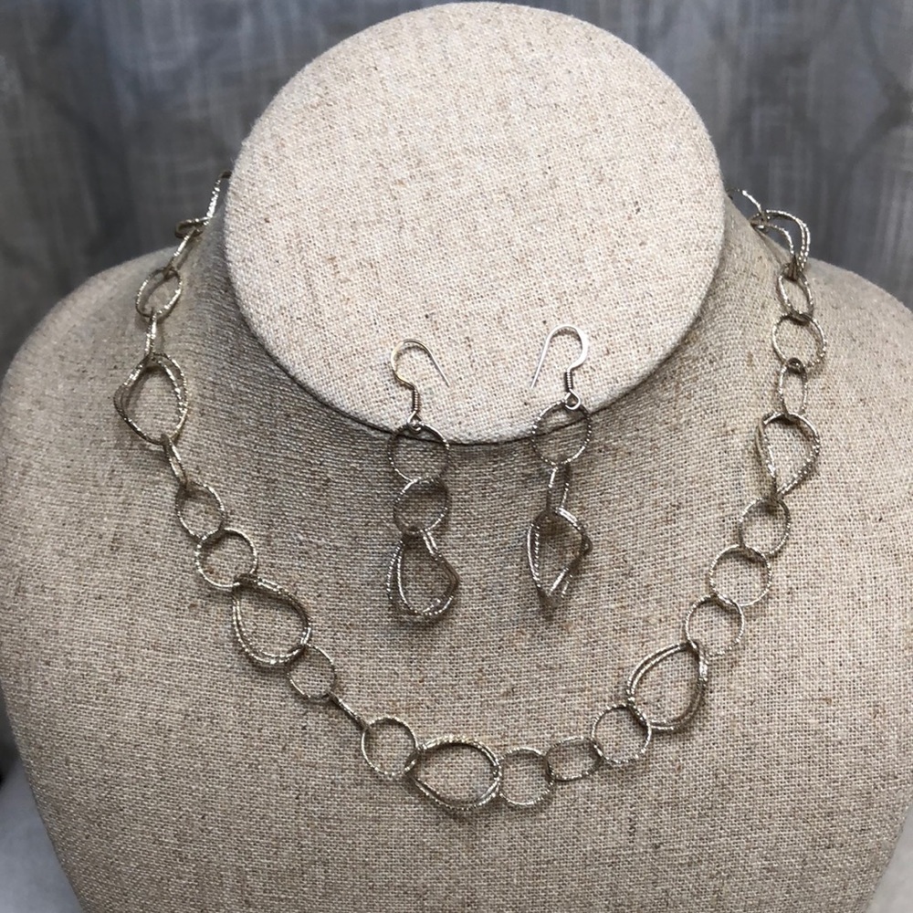 Magnolia Turned Around Necklace and Earrings.